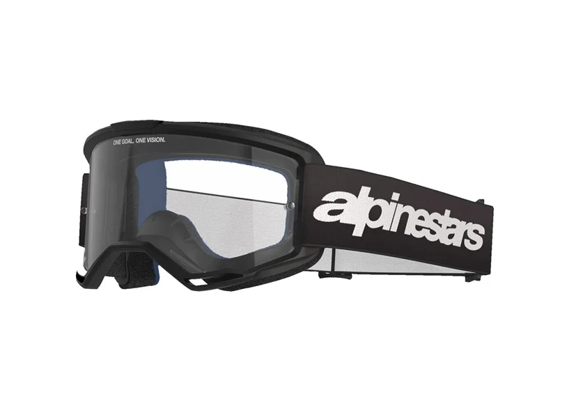 Expressz kézbesítés Alpinestars Vision 3 Wordmark Cross szemüveg - Fekete (Átlátszó plexivel)