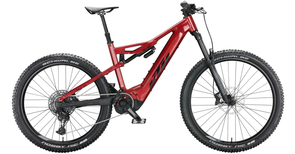 Akciós ár KTM MACINA KAPOHO 7973 CHROME RED (BLACK) FÉRFI ELEKTROMOS ÖSSZTELESZKÓPOS MTB KERÉKPÁR 2022
