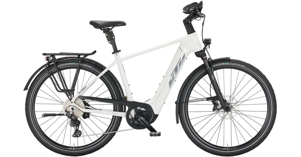 Expressz szállítás KTM MACINA STYLE 720 METALLIC WHITE (GREY+NIGHT RED) 2022 FÉRFI ELEKTROMOS TREKKING KERÉKPÁR