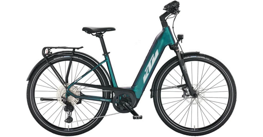 Szezonális akció KTM MACINA SPORT 710 EASY ENTRY GREENPURPLE FLIP MATT (SILVER+BLUE) UNISEX ELEKTROMOS TREKKING KERÉKPÁR 2022