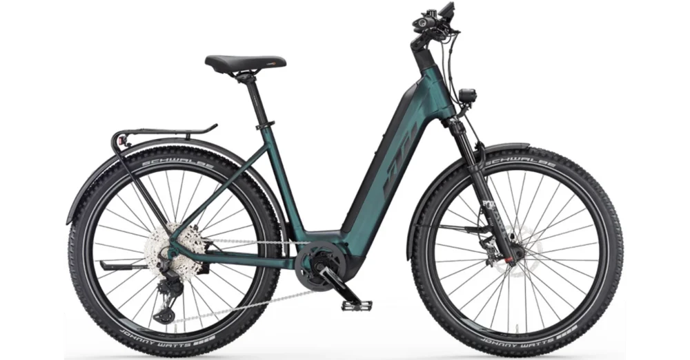 KTM MACINA AERA 771 LFC GREENPURPLE FLIP MATT (BLACK+ORANGE) EASY ENTRY 2023 UNISEX ELEKTROMOS MTB KERÉKPÁR Kiárusítás