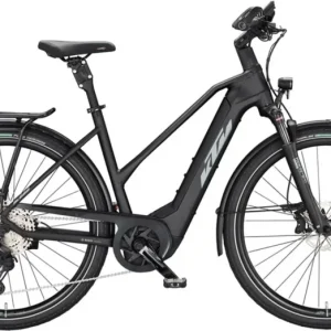 Akció KTM MACINA STYLE 720 BLACK MATT(GREY+GREEN) TRAPÉZ 2023 NŐI ELEKTROMOS TREKKING KERÉKPÁR