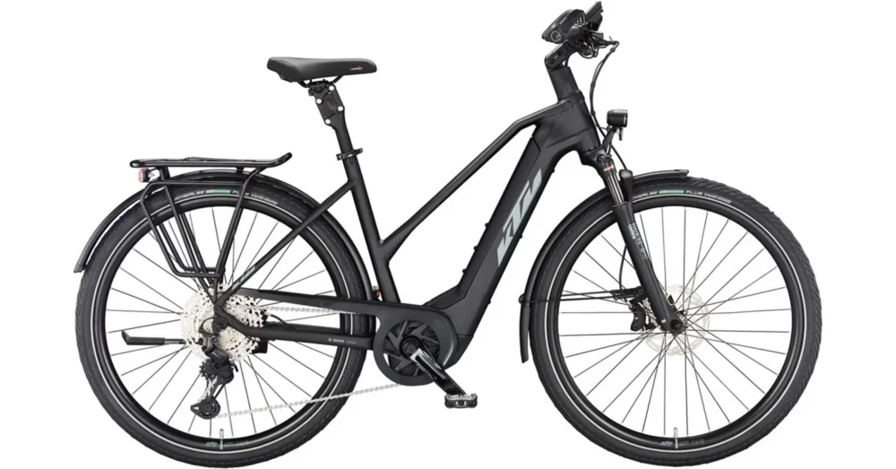 Akció KTM MACINA STYLE 720 BLACK MATT(GREY+GREEN) TRAPÉZ 2023 NŐI ELEKTROMOS TREKKING KERÉKPÁR