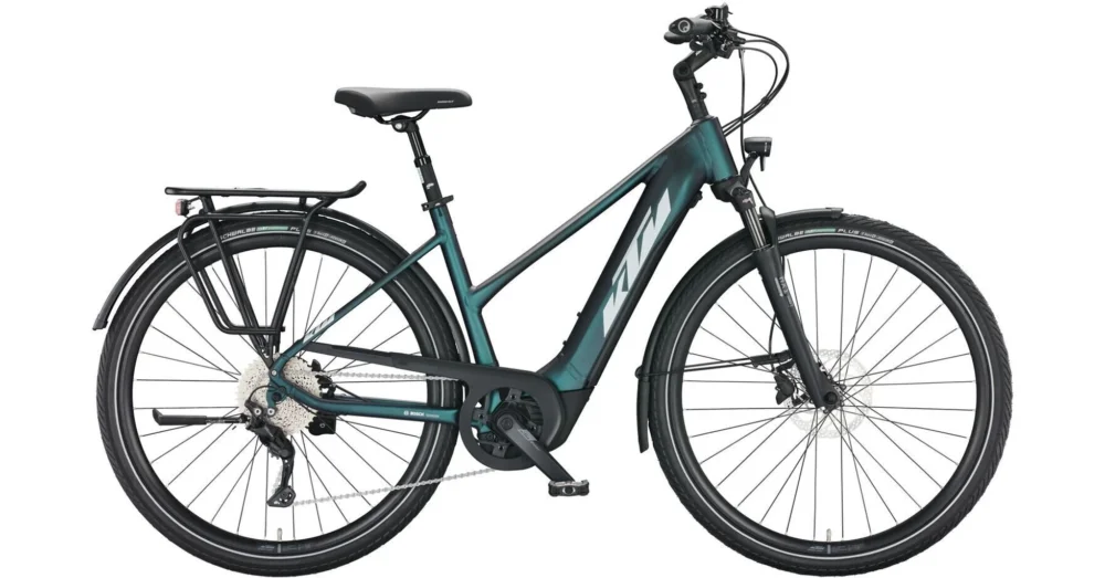 KTM MACINA TOUR CX 510 TRAPÉZ GREEN PURPLE-FLIP MATT (SILVER+GREEN) NŐI ELEKTROMOS TREKKING KERÉKPÁR 2022 Kedvezményes ár