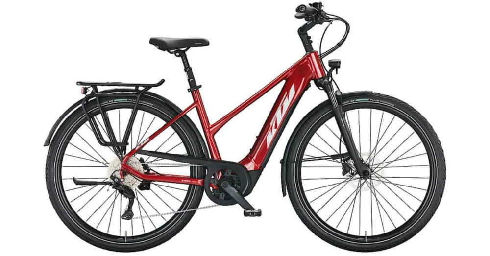 Expressz szállítás KTM MACINA TOUR CX 510 TRAPÉZ CHROME RED(SILVER+ORANGE) NŐI ELEKTROMOS TREKKING KERÉKPÁR 2022