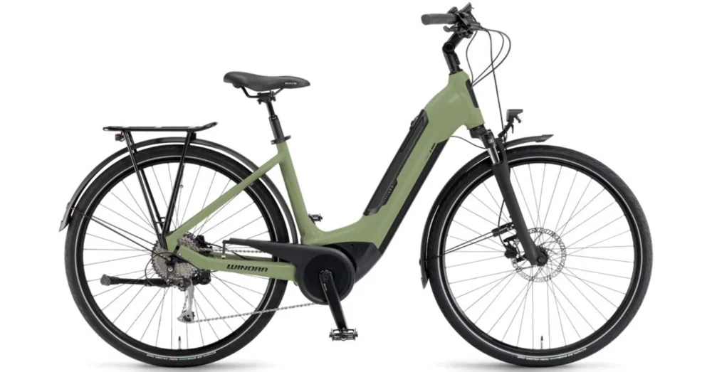 Népszerű WINORA TRIA X9 LOW PEPPERMINT 2023 UNISEX ELEKTROMOS TREKKING KERÉKPÁR