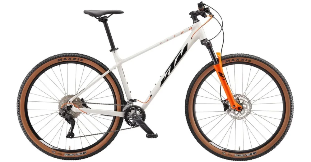 KTM ULTRA FLITE 29 METALLIC WHITE (BLACK + ORANGE) 2023 FÉRFI MTB KERÉKPÁR Azonnali szállítás