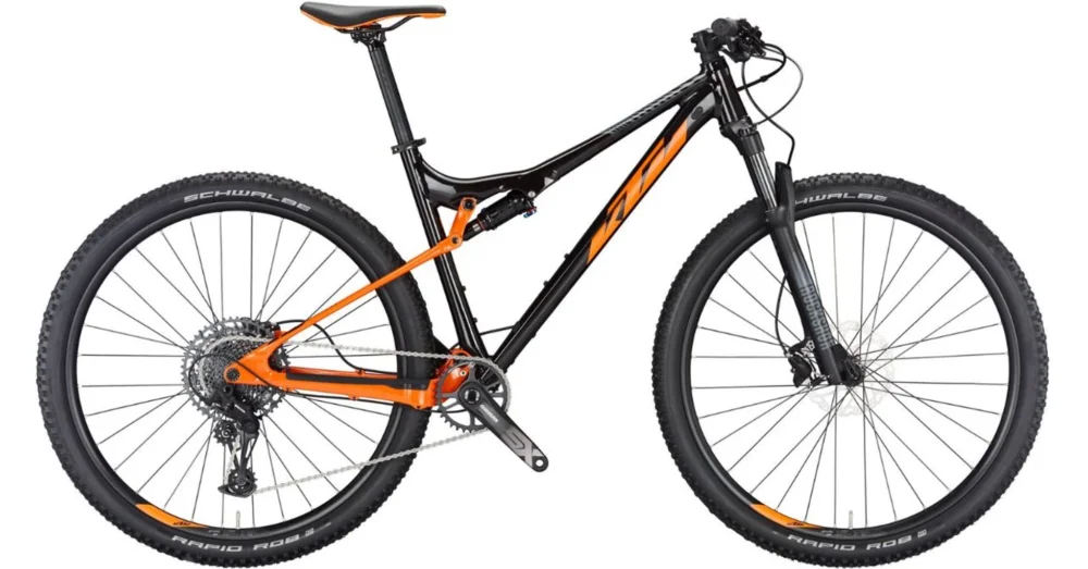 Azonnali szállítás KTM SCARP 294 FLAMING BLACK (SPACE ORANGE) 2023 FÉRFI ÖSSZTELESZKÓPOS MTB KERÉKPÁR