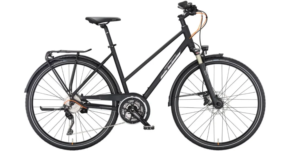 KTM LIFE 1964 TRAPÉZ BLACK MATT (CHROME + CHROME ORANGE) 2023 NŐI TREKKING KERÉKPÁR Expressz szállítás