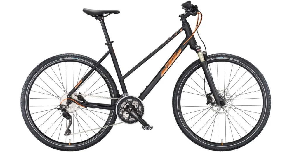 KTM X-LIFE 1964 CROSS TRAPÉZ BLACK MATT (CHROME ORANGE + CHROME) 2023 NŐI CROSS TREKKING KERÉKPÁR Kedvezmény