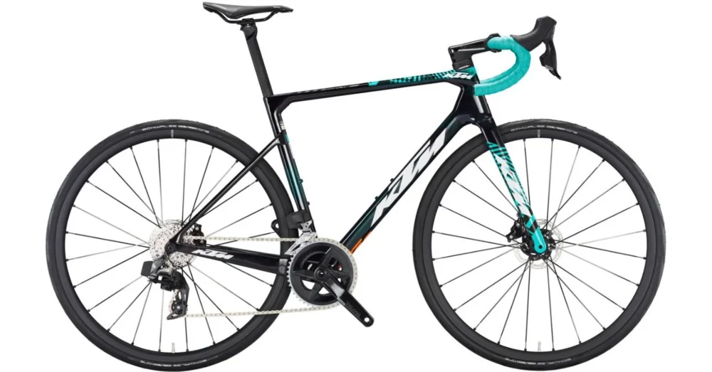Expressz szállítás KTM REVELATOR ALTO ELITE AXS TRANSP. GREEN (WHITE+MINT+BLK) 2023 FÉRFI ORSZÁGÚTI KERÉKPÁR