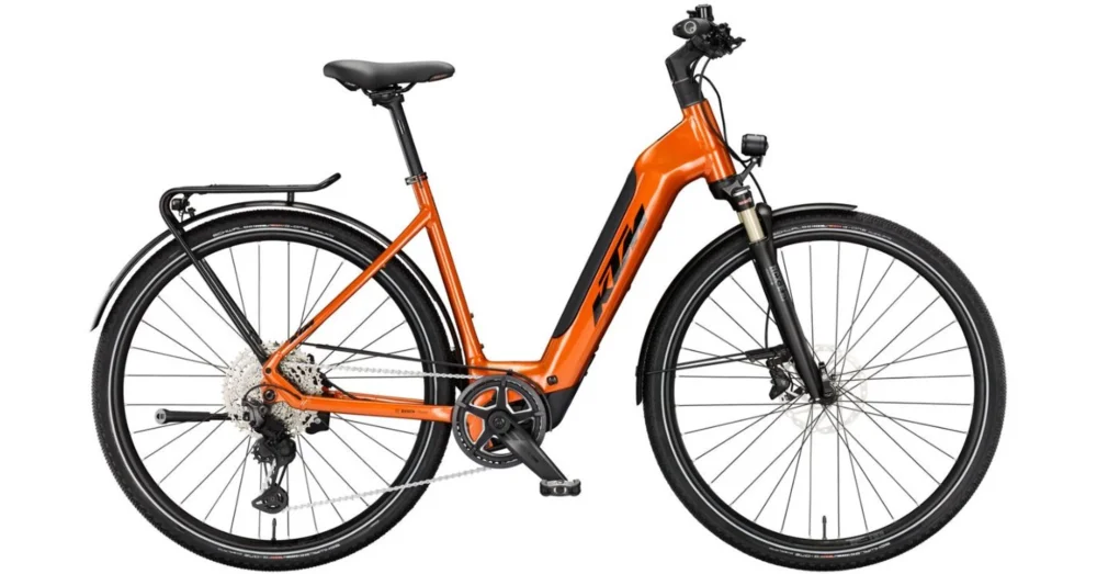 Vedd meg online KTM MACINA SPORT SX 10 EASY ENTRY BURNT ORANGE (BLACK) 2025 UNISEX ELEKTROMOS TREKKING KERÉKPÁR