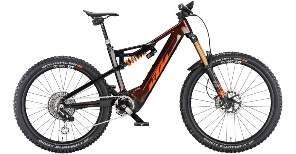 KTM MACINA PROWLER EXONIC TRANSPARENT ORANGE (ORANGE+BLACK+GOLD) 2023 FÉRFI ELEKTROMOS ÖSSZTELESZKÓPOS MTB KERÉKPÁR Kedvezmény