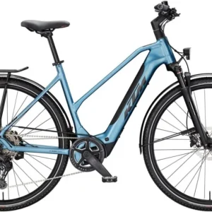 Szezonális akció KTM MACINA SPORT SX 20 TRAPÉZ STEEL BLUE MATT (BLACK) 2025 NŐI ELEKTROMOS TREKKING KERÉKPÁR