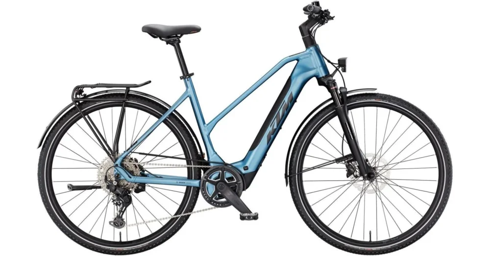 Szezonális akció KTM MACINA SPORT SX 20 TRAPÉZ STEEL BLUE MATT (BLACK) 2025 NŐI ELEKTROMOS TREKKING KERÉKPÁR