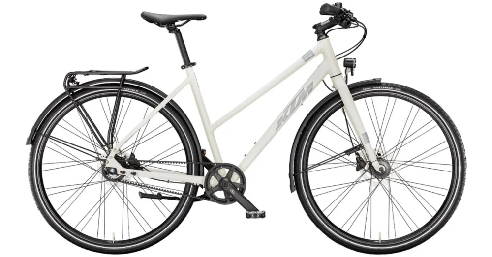 Azonnal elérhető KTM KENT 11 ALFINE BELT TRAPÉZ OPAL WHITE MATT (GREY) 2024 NŐI CITY KERÉKPÁR