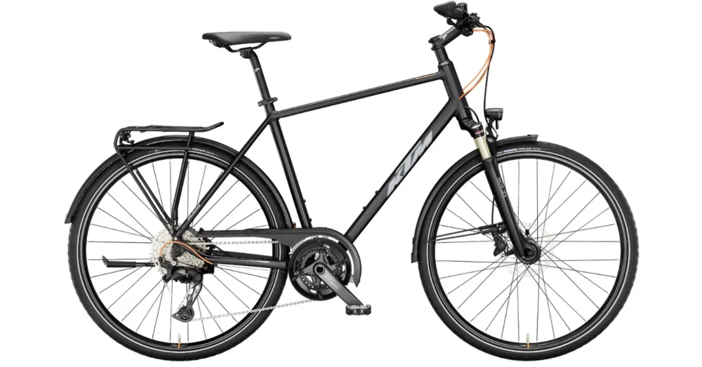 Kedvezmény KTM LIFE 1964 BLACK MATT (GREY+ORANGE) 2024 FÉRFI TREKKING KERÉKPÁR