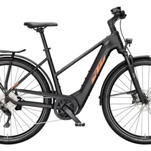 Prémium KTM MACINA SPORT CX750 LTD64 BLACK MATT(ORANGE+WHITE) 2024 NŐI ELEKTROMOS TREKKING KERÉKPÁR