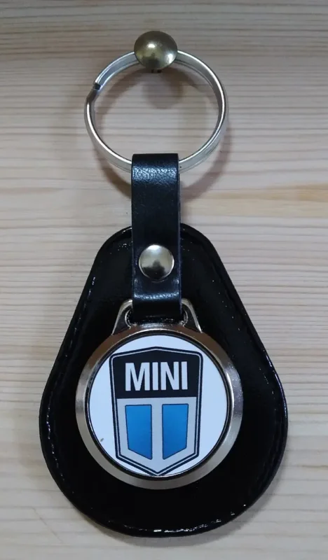 Expressz szállítás Classic Mini Sleutelhanger met logo . Zwart leer