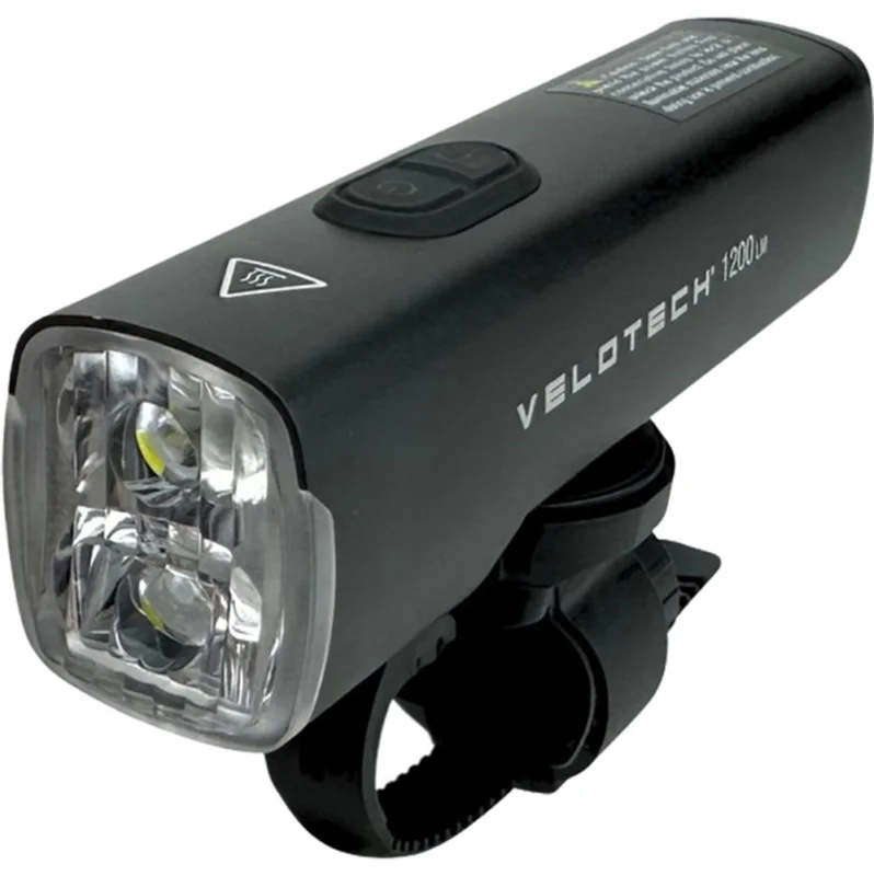 Velotech Fekete Velotech 1200L USB első lámpa 2026 Akciós ár