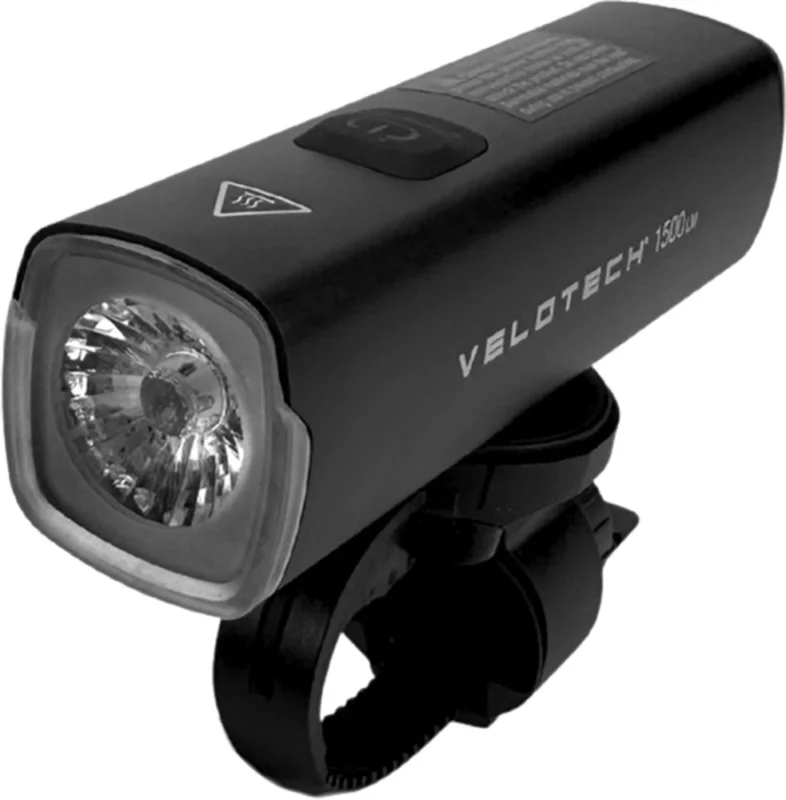Velotech Fekete Velotech 1500L USB első lámpa 2026 Gyors kiszállítás