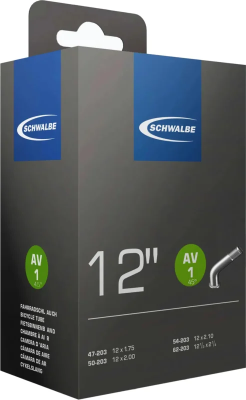 Schwalbe Fekete Schwalbe 12*1.75-2.4 (203-47/62) AV1 80g auto szelepes belső gumi 2026 Expressz kézbesítés