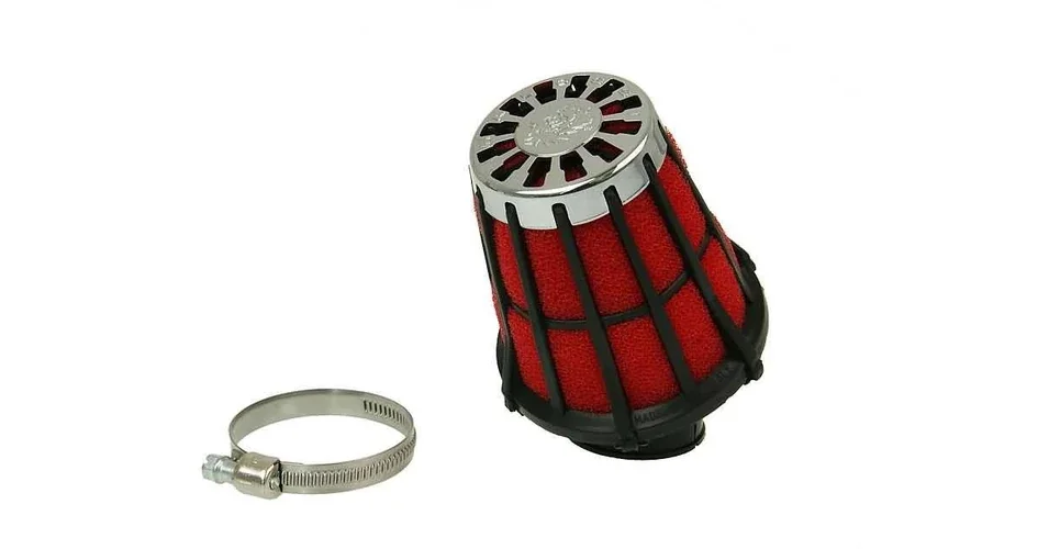 Ingyenes szállítás Levegőszűrő E5 38mm rácsos piros szűrő, fekete ház Malossi