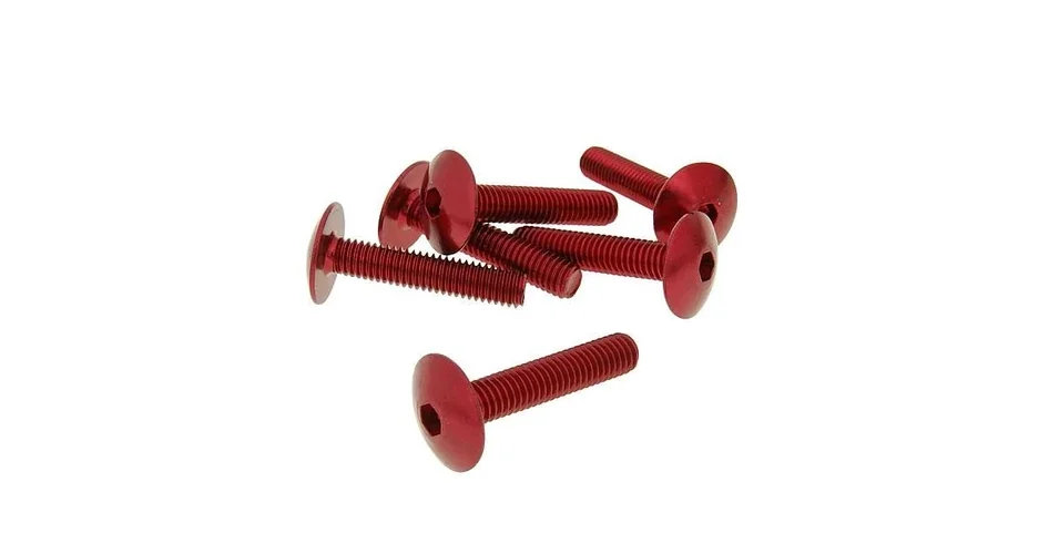 Végkiárusítás Csavar szett eloxált alumínium piros 6 db-os M6x30 V-parts
