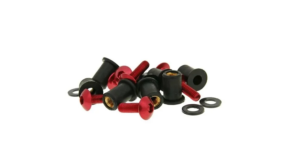 Csavar szett alumínium piros 8 db-os M5x16 V-parts Kiárusítás