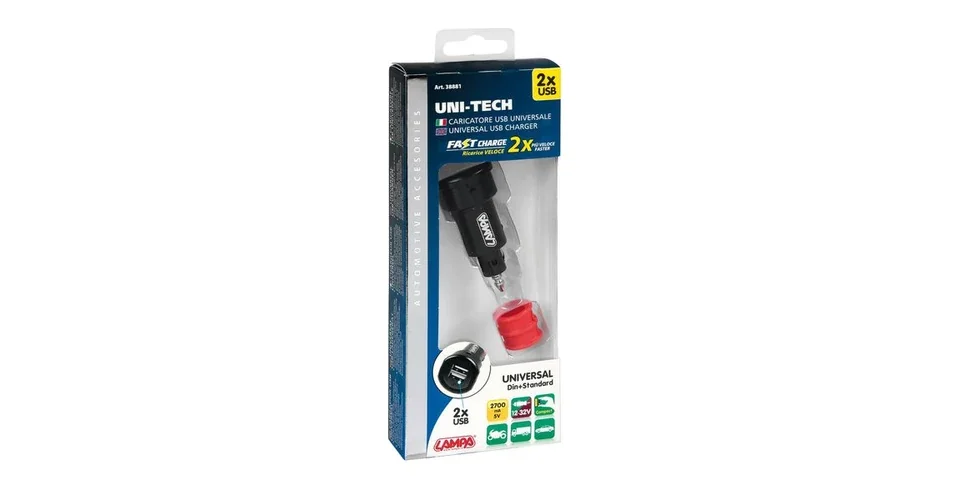 USB töltő, dupla (szivargyújtóba) 2700mA 12 / 32V Univerzális Lampa Accessories Rendeld meg most