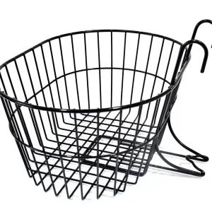 Újdonság Kosár első akasztós ovális ritkaszövésű 26" fekete hazai 40x29x17 (hosszú távtartó) mtb