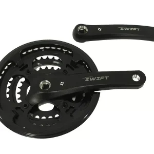 Akciós ár Hajtómű mtb alu 28/38/48T 170M | swift-201P, fekete hajtókar | fekete láncvédővel